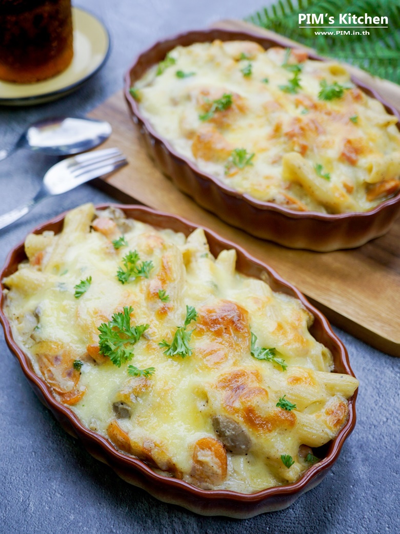 baked pasta with sausage ham and cheese 25