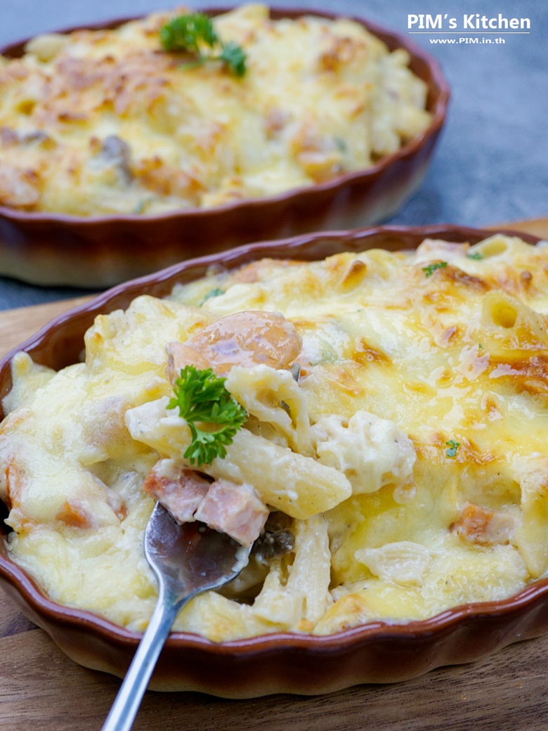 baked pasta with sausage ham and cheese 26