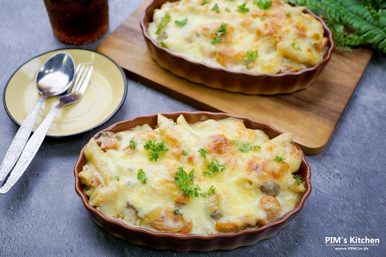 baked pasta with sausage ham and cheese 27