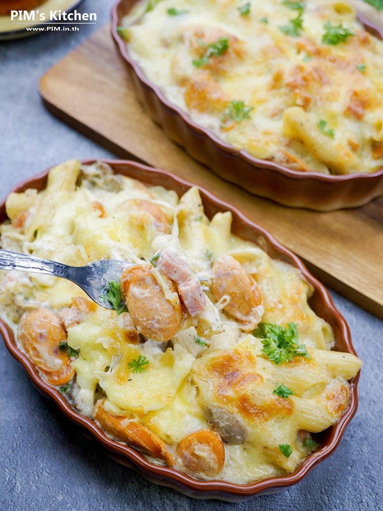 baked pasta with sausage ham and cheese 28