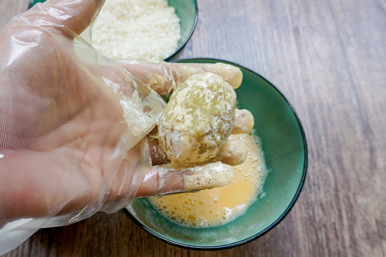 fried rice ball with sausage and cheese 16