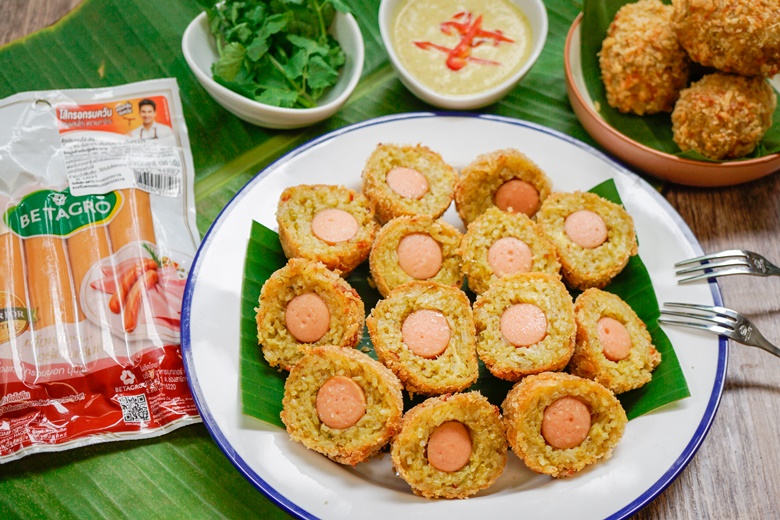 fried rice ball with sausage and cheese 28