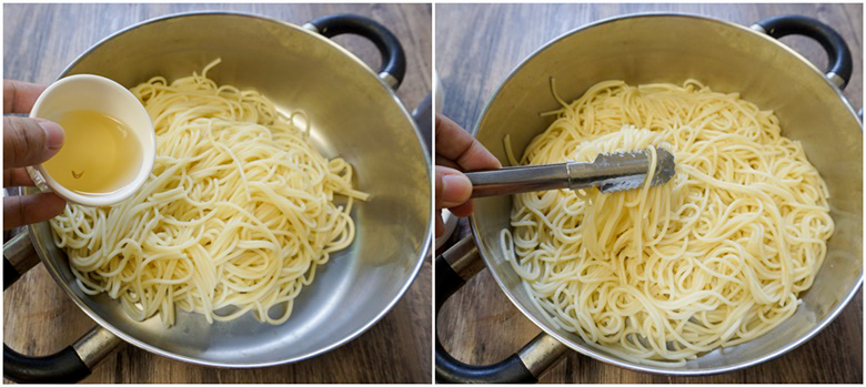 garlic and dried chilli spaghetti with cheese sausage 03