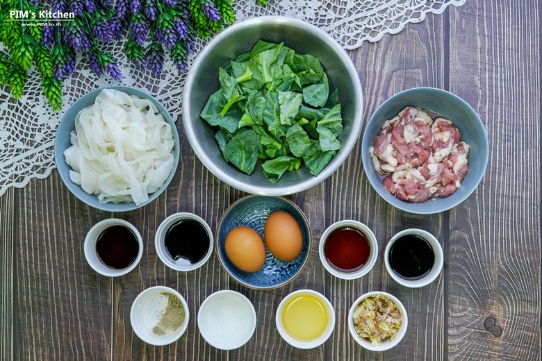 stir fried rice noodles with soy sauce and pork 16