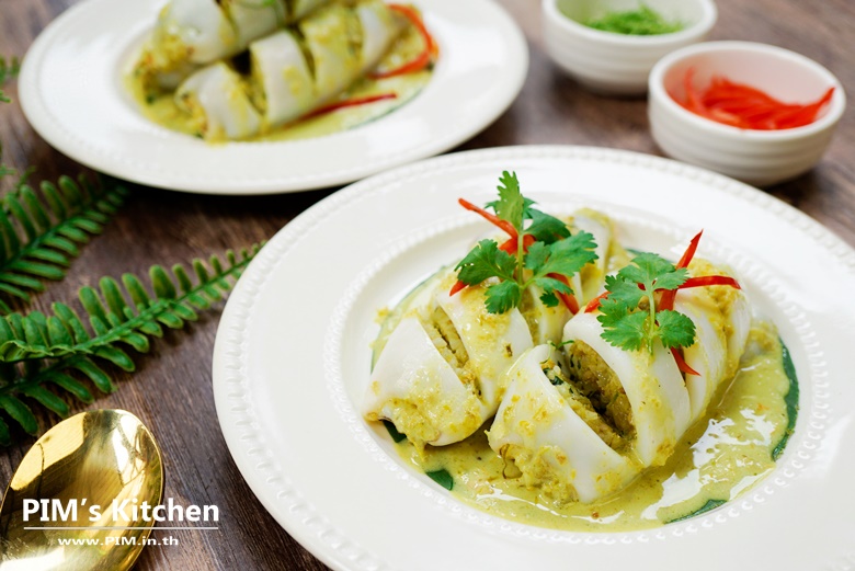 stuffed squid with green curry rice 03