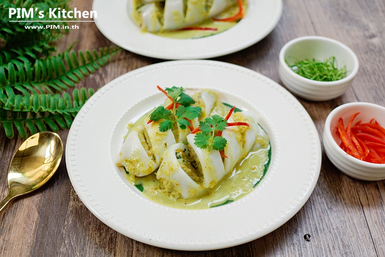 stuffed squid with green curry rice 05