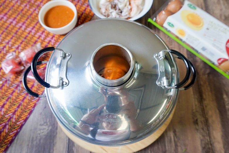 seafood steamed eggs in hot pot with suki sauce 23