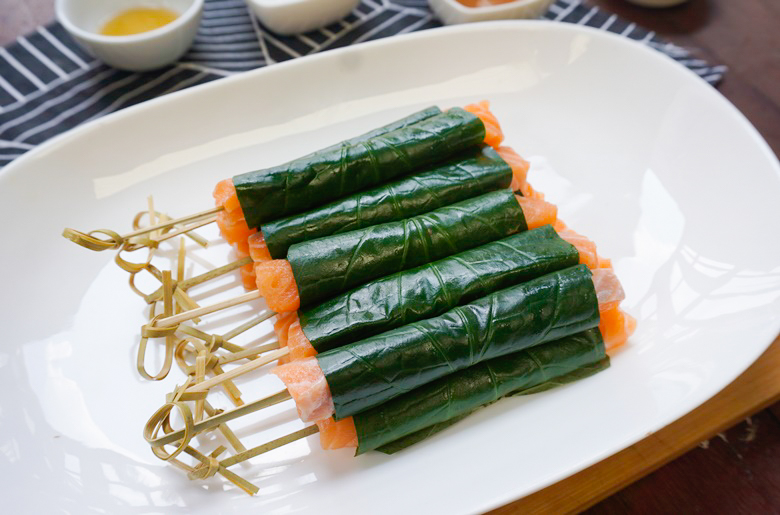 grilled salmon wrapped in wild betel leaf 07