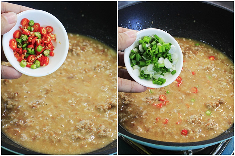 fried egg tofu with minced pork and salted fish sauce 09