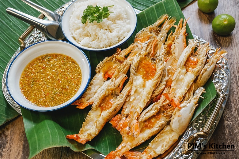 grilled river prawn with garlic butter25